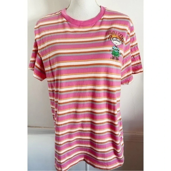 Nickelodeon • Pink Striped Rugrats Chuckie Tee Shirt - Picture 1 of 4